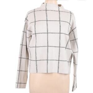 Tahari • Long Sleeve High Neck Plaid Mock Neck Sweater, Size XS